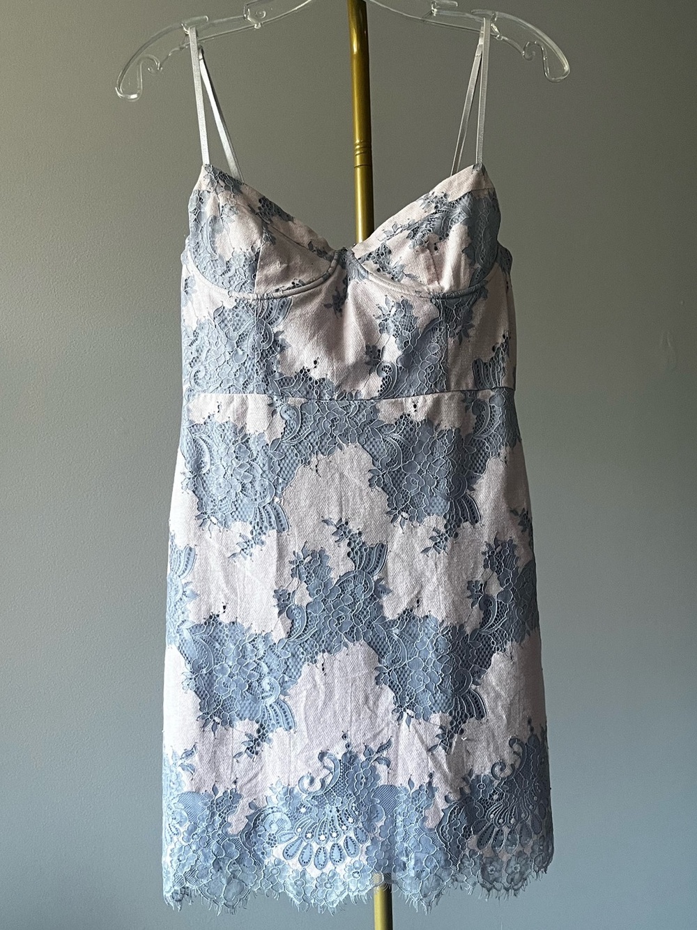 Women's Lace Slip Dress - hazy violet on soft pink